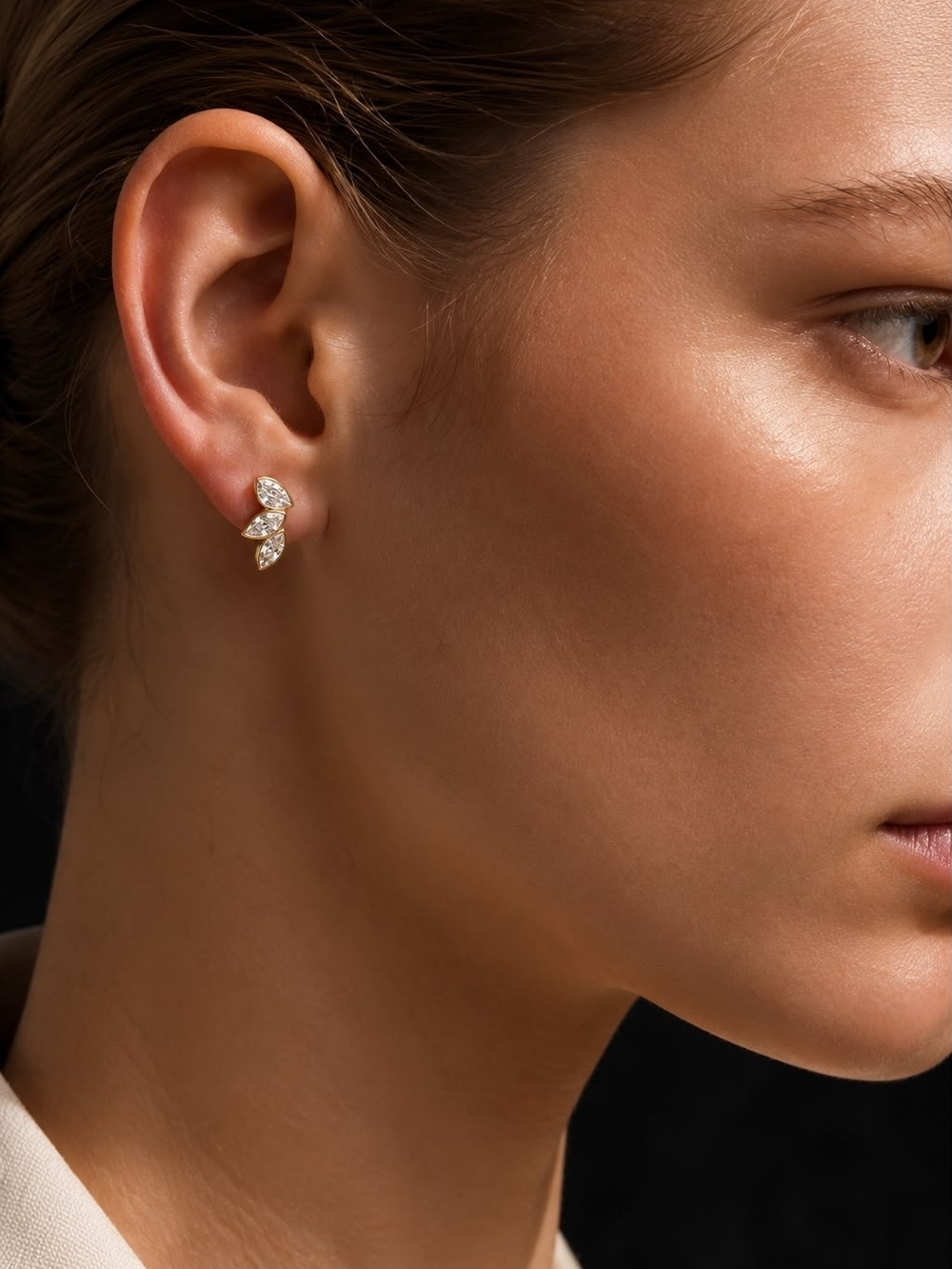 Gold Marquise Crystal Stud Earrings - Women Jewelry